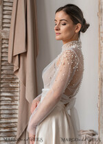 BRIDE bolero, robes, garter LACE WEDDING BOLERO Ivory tulle Wedding bolero long sleevewith bow , Shrug Women Wedding, Bridal Coverup, white Blouse for Bride, Bridal Tulle Blouse, dress capalet18