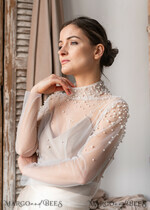 BRIDE bolero, robes, garter LACE WEDDING BOLERO Ivory tulle Wedding bolero long sleevewith bow , Shrug Women Wedding, Bridal Coverup, white Blouse for Bride, Bridal Tulle Blouse, dress capalet18