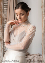 BRIDE bolero, robes, garter LACE WEDDING BOLERO Ivory tulle Wedding bolero long sleevewith bow , Shrug Women Wedding, Bridal Coverup, white Blouse for Bride, Bridal Tulle Blouse, dress capalet18