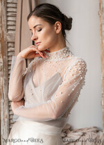 BRIDE bolero, robes, garter LACE WEDDING BOLERO Ivory tulle Wedding bolero long sleevewith bow , Shrug Women Wedding, Bridal Coverup, white Blouse for Bride, Bridal Tulle Blouse, dress capalet18