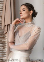 BRIDE bolero, robes, garter LACE WEDDING BOLERO Ivory tulle Wedding bolero long sleevewith bow , Shrug Women Wedding, Bridal Coverup, white Blouse for Bride, Bridal Tulle Blouse, dress capalet18