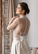 BRIDE bolero, robes, garter LACE WEDDING BOLERO Ivory tulle Wedding bolero long sleevewith bow , Shrug Women Wedding, Bridal Coverup, white Blouse for Bride, Bridal Tulle Blouse, dress capalet18
