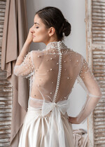 BRIDE bolero, robes, garter LACE WEDDING BOLERO Ivory tulle Wedding bolero long sleevewith bow , Shrug Women Wedding, Bridal Coverup, white Blouse for Bride, Bridal Tulle Blouse, dress capalet18