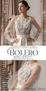BRIDE bolero, robes, garter LACE WEDDING BOLERO Ivory Lace Wedding bolero long sleeve, Shrug Women Wedding, Bridal Backless Coverup, Boho Blouse for Bride, Wedding Dress Topper17