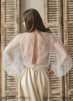 BRIDE bolero, robes, garter LACE WEDDING BOLERO Ivory tulle Beaded Wedding bolero long sleeve, Shrug Women Wedding, Bridal Coverup with pearls , Ivory Blouse for Bride, Bridal Tulle Blouse, dress capalet17