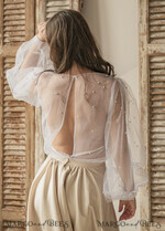 BRIDE bolero, robes, garter LACE WEDDING BOLERO Ivory tulle Beaded Wedding bolero long sleeve, Shrug Women Wedding, Bridal Coverup with pearls , Ivory Blouse for Bride, Bridal Tulle Blouse, dress capalet17