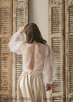BRIDE bolero, robes, garter LACE WEDDING BOLERO Ivory tulle Beaded Wedding bolero long sleeve, Shrug Women Wedding, Bridal Coverup with pearls , Ivory Blouse for Bride, Bridal Tulle Blouse, dress capalet17