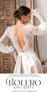 BRIDE bolero, robes, garter LACE WEDDING BOLERO Ivory Silk and Lace Wedding bolero long sleeve, Shrug Women Wedding, Bridal Backless Coverup, Ivory Blouse for Bride, Bridal Lace Blouse, dress capalet21