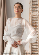 BRIDE bolero, robes, garter LACE WEDDING BOLERO Ivory Silk and Lace Wedding bolero long sleeve, Shrug Women Wedding, Bridal Backless Coverup, Ivory Blouse for Bride, Bridal Lace Blouse, dress capalet21