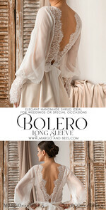 BRIDE bolero, robes, garter LACE WEDDING BOLERO Ivory Silk and Lace Wedding bolero long sleeve, Shrug Women Wedding, Bridal Backless Coverup, Ivory Blouse for Bride, Bridal Lace Blouse, dress capalet21