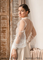 BRIDE bolero, robes, garter LACE WEDDING BOLERO Ivory tulle Wedding bolero puff sleeve, Shrug Women Wedding, Bridal Coverup, Ivory Blouse for Bride, Bridal Tulle Blouse, dress capalet16