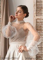 BRIDE bolero, robes, garter LACE WEDDING BOLERO Ivory tulle Wedding bolero puff sleeve, Shrug Women Wedding, Bridal Coverup, Ivory Blouse for Bride, Bridal Tulle Blouse, dress capalet16