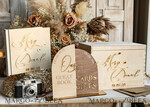 CARD BOXES Wood Eco Rustic Card boxes rustic wood Set Card Box Guestbook & Sign, Wedding Card Box with lock Instant Instax Guestbook, wooden Wedding Money Box Sing Guestbook Set,  Card Box with slot and lock  cards and gift Arch acrylic sign set32