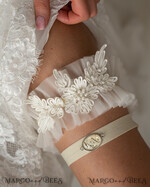 BRIDE bolero, robes, garter GARTER FOR BRIDE Set of Two gartes, personalised wedding garter in box, something blue tulle lace garter & personalised toss set, garter for bride, bridal shower gift for bride, ivory tulle garter set, gift for bride, toss garter9