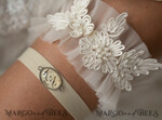 BRIDE bolero, robes, garter GARTER FOR BRIDE Set of Two gartes, personalised wedding garter in box, something blue tulle lace garter & personalised toss set, garter for bride, bridal shower gift for bride, ivory tulle garter set, gift for bride, toss garter9
