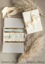 BRIDE bolero, robes, garter GARTER FOR BRIDE Set of Two gartes, personalised wedding garter in box, something blue tulle garter & personalised toss set, garter for bride, bridal shower gift for bride, tulle garter set, gift for bride, toss garter5