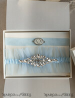 BRIDE bolero, robes, garter GARTER FOR BRIDE Set of Two gartes, personalised wedding garter in box, something blue tulle garter & personalised toss set, garter for bride, bridal shower gift for bride, tulle garter set, gift for bride, toss garter4
