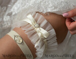 BRIDE bolero, robes, garter GARTER FOR BRIDE Set of Two gartes, personalised wedding garter in box, something blue tulle garter & personalised toss set, garter for bride, bridal shower gift for bride, ivory tulle garter set, gift for bride, toss garter12