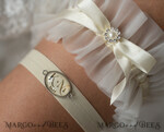 BRIDE bolero, robes, garter GARTER FOR BRIDE Set of Two gartes, personalised wedding garter in box, something blue tulle garter & personalised toss set, garter for bride, bridal shower gift for bride, ivory tulle garter set, gift for bride, toss garter12