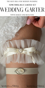 BRIDE bolero, robes, garter GARTER FOR BRIDE Set of Two gartes, personalised wedding garter in box, something blue tulle garter & personalised toss set, garter for bride, bridal shower gift for bride, ivory tulle garter set, gift for bride, toss garter12