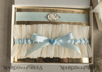 BRIDE bolero, robes, garter GARTER FOR BRIDE Set of Two gartes, personalised wedding garter in box, something blue tulle garter & personalised toss set, garter for bride, bridal shower gift for bride, tulle garter set, gift for bride, toss garter8