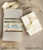 BRIDE bolero, robes, garter GARTER FOR BRIDE Set of Two gartes, personalised wedding garter in box, something blue tulle garter & personalised toss set, garter for bride, bridal shower gift for bride, tulle garter set, gift for bride, toss garter8