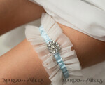 BRIDE bolero, robes, garter GARTER FOR BRIDE Set of Two gartes, personalised wedding garter in box, something blue tulle garter & personalised toss set, garter for bride, bridal shower gift for bride, ivory tulle garter set, gift for bride, toss garter10