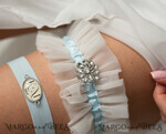 BRIDE bolero, robes, garter GARTER FOR BRIDE Set of Two gartes, personalised wedding garter in box, something blue tulle garter & personalised toss set, garter for bride, bridal shower gift for bride, ivory tulle garter set, gift for bride, toss garter10