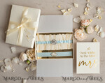 BRIDE bolero, robes, garter GARTER FOR BRIDE Set of Two gartes, personalised wedding garter in box, something blue tulle garter & personalised toss set, garter for bride, bridal shower gift for bride, ivory tulle garter set, gift for bride, toss garter10