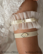 BRIDE bolero, robes, garter GARTER FOR BRIDE Set of Two gartes, personalised wedding garter in box, something blue tulle lace garter & personalised toss set, garter for bride, bridal shower gift for bride, ivory tulle garter set, gift for bride, toss garter8