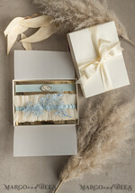 BRIDE bolero, robes, garter GARTER FOR BRIDE Set of Two gartes, personalised wedding garter in box, something blue tulle garter & personalised toss set, garter for bride, bridal shower gift for bride, tulle garter set, gift for bride, toss garter9