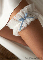 BRIDE bolero, robes, garter GARTER FOR BRIDE wedding garter set in box, something blue garter set, garter with something blue, something blue for bride, ivory garter set, gift for bride, tulle with pearls garter set6