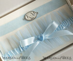 BRIDE bolero, robes, garter GARTER FOR BRIDE Set of Two gartes, personalised wedding garter in box, something blue tulle garter & personalised toss set, garter for bride, bridal shower gift for bride, tulle garter set, gift for bride, toss garter6