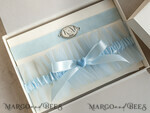 BRIDE bolero, robes, garter GARTER FOR BRIDE Set of Two gartes, personalised wedding garter in box, something blue tulle garter & personalised toss set, garter for bride, bridal shower gift for bride, tulle garter set, gift for bride, toss garter6