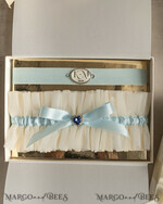 BRIDE bolero, robes, garter GARTER FOR BRIDE Set of Two gartes, personalised wedding garter in box, something blue tulle garter & personalised toss set, garter for bride, bridal shower gift for bride, tulle garter set, gift for bride, toss garter6