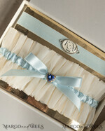 BRIDE bolero, robes, garter GARTER FOR BRIDE Set of Two gartes, personalised wedding garter in box, something blue tulle garter & personalised toss set, garter for bride, bridal shower gift for bride, tulle garter set, gift for bride, toss garter6