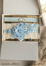 BRIDE bolero, robes, garter GARTER FOR BRIDE Set of Two gartes, personalised wedding garter in box, something blue tulle garter & personalised toss set, garter for bride, bridal shower gift for bride, tulle garter set, gift for bride, toss garter6