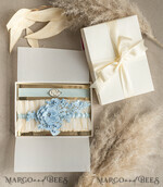 BRIDE bolero, robes, garter GARTER FOR BRIDE Set of Two gartes, personalised wedding garter in box, something blue tulle garter & personalised toss set, garter for bride, bridal shower gift for bride, tulle garter set, gift for bride, toss garter6