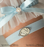BRIDE bolero, robes, garter GARTER FOR BRIDE Set of Two gartes, personalised wedding garter in box, something blue tulle garter & personalised toss set, garter for bride, bridal shower gift for bride, tulle garter set, gift for bride, toss garter12
