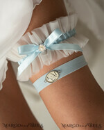 BRIDE bolero, robes, garter GARTER FOR BRIDE Set of Two gartes, personalised wedding garter in box, something blue tulle garter & personalised toss set, garter for bride, bridal shower gift for bride, tulle garter set, gift for bride, toss garter12