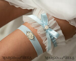 BRIDE bolero, robes, garter GARTER FOR BRIDE Set of Two gartes, personalised wedding garter in box, something blue tulle garter & personalised toss set, garter for bride, bridal shower gift for bride, tulle garter set, gift for bride, toss garter12