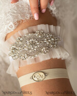 BRIDE bolero, robes, garter GARTER FOR BRIDE Set of Two gartes, personalised wedding garter in box, something blue tulle garter & personalised toss set, garter for bride, bridal shower gift for bride, ivory tulle garter set, gift for bride, toss garter6
