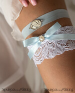 BRIDE bolero, robes, garter GARTER FOR BRIDE Set of Two gartes, personalised wedding garter in box, something blue lace garter & personalised toss set, garter for bride, bridal shower gift for bride, white garter set, gift for bride, toss garter7