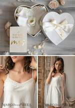 BRAUT Bolero, Kleider, Strumpfband NACHTKLEID / UNTERHEMD Weißes/Elfenbein Nachthemd mit Perlen, Seidensatin für die Braut, Brautunterkleid, Hochzeitsunterwäsche, Brautunterwäsche, Braut-Nachthemd.16