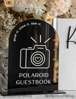 TABLE DECOR SIGNS Guestbook & Cards Gifts Signs gloss black  Acrylic sign Our guestbook Sign,  Arch Instax Guestbook Sign, Black Plexi Photobook  Sign Our guestbook, Wedding Signage Polaroid Guestbook Sign with stand5