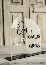 TABLE DECOR SIGNS Guestbook & Cards Gifts Signs Acrylic cards and guestbook sign Combo, clear & frosted Acryl Signs, Black Plexi card box and sign, our guestbook sign, Luxury Wedding, BWs9