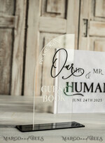 TABLE DECOR SIGNS Guestbook & Cards Gifts Signs Transparent Acrylic sign Our guestbook Sign, Half Arch black & white Acrylic Guestbook Sign, Plexi Sign Our guestbook, Black Luxury Wedding Table Sign, BWs4