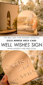 TABLE DECOR SIGNS Guestbook & Cards Gifts Signs Acrylic Arch Cards And Well Wishes Sign, Golden Acrylic Sign, Gold Plexi Sign, Luxury Wedding Table Decor, Custom Wedding Signage Golden Mirror Cards Sign   10