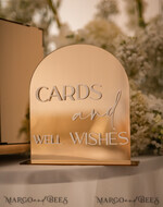 TABLE DECOR SIGNS Guestbook & Cards Gifts Signs Acrylic Arch Cards And Well Wishes Sign, Golden Acrylic Sign, Gold Plexi Sign, Luxury Wedding Table Decor, Custom Wedding Signage Golden Mirror Cards Sign   10