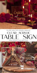 TABLE DECOR SIGNS Guestbook & Cards Gifts Signs Transparent Acrylic Cards And Gifts Sign, Gold Mirror Acrylic Sign, Clear Plexi Sign, Luxury Wedding Table Decor, Wedding Signage Golden Mirror Cards Sign      12
